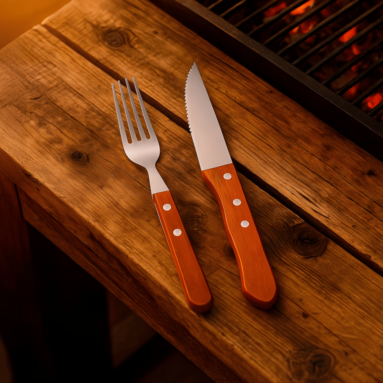 りんご TS-600 RJX-601 2台セット Conjunto Para Churrasco Wood Jumbo Aço Inox E Madeira 12 Peças