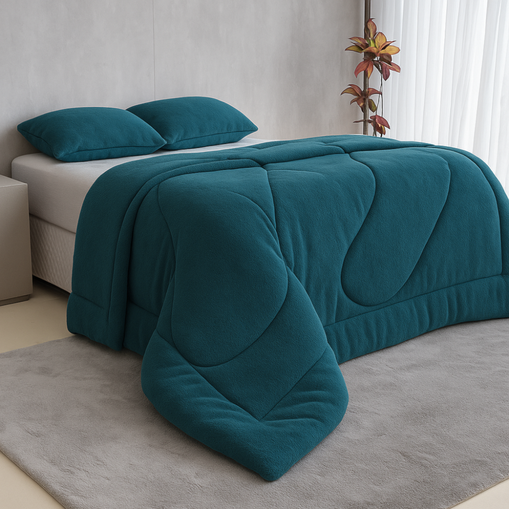 Edredom Queen Duo Plush Toque Aveludado Daju | Loja Daju