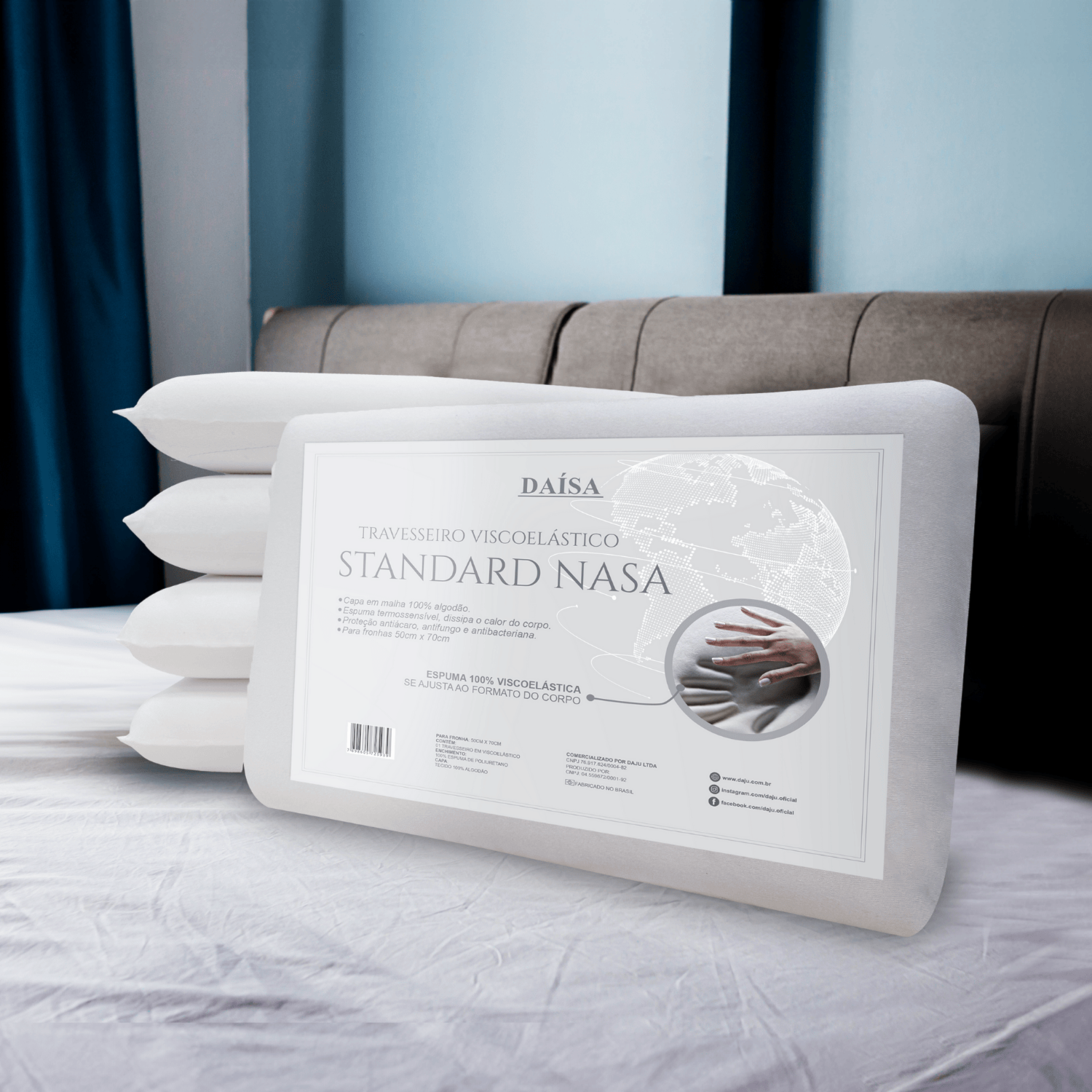 Travesseiro Home Standart Com Espuma Viscoelástica 42x62 Cm Daísa